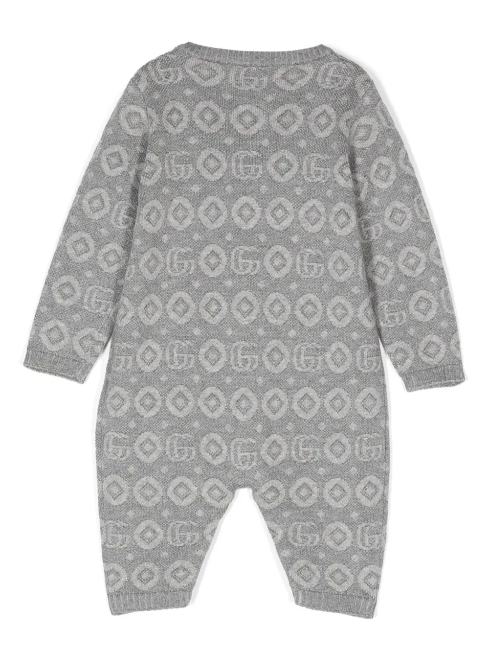 Хлопковый комбинезон с двойным логотипом G Gucci Kids, серый — фото 2