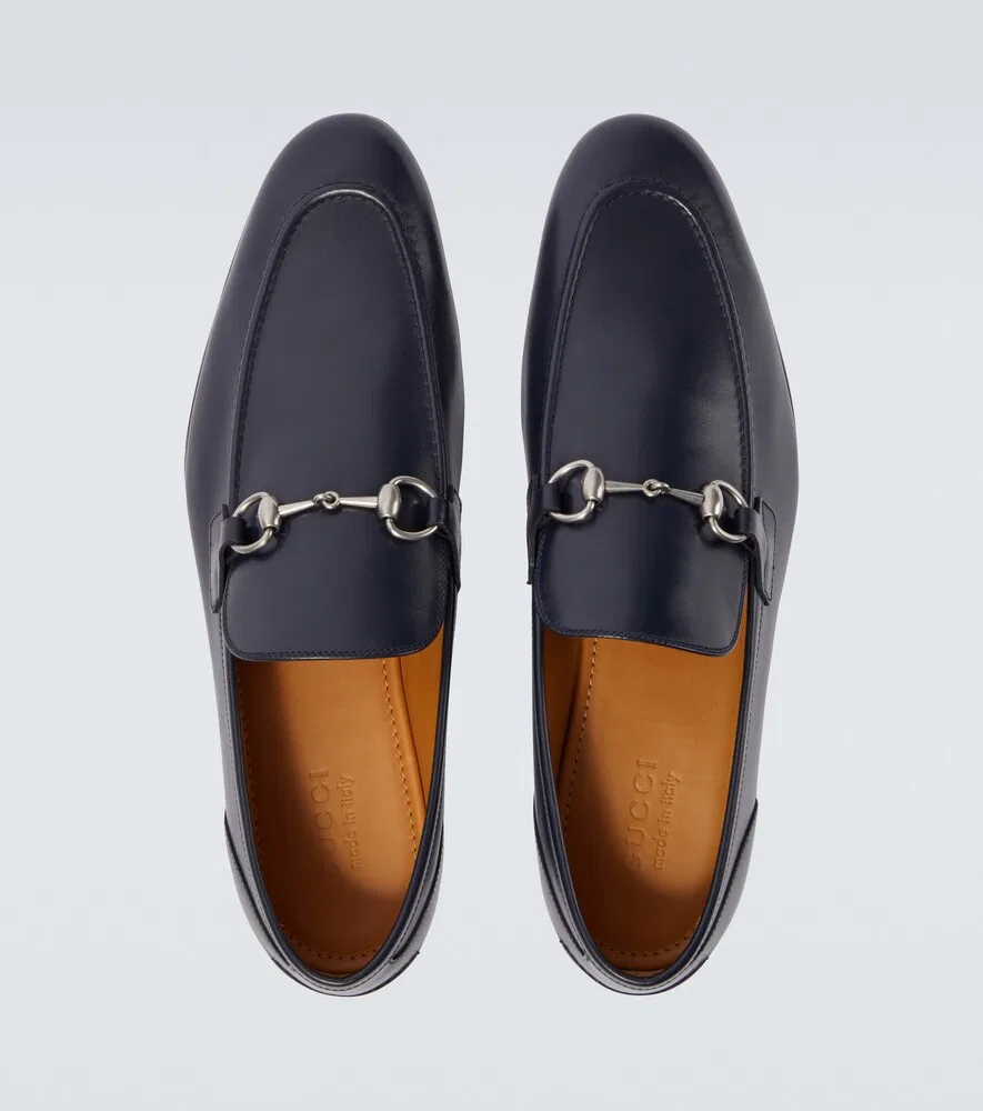 Кожаные лоферы Gucci Jordaan Horsebit, синий — фото 4