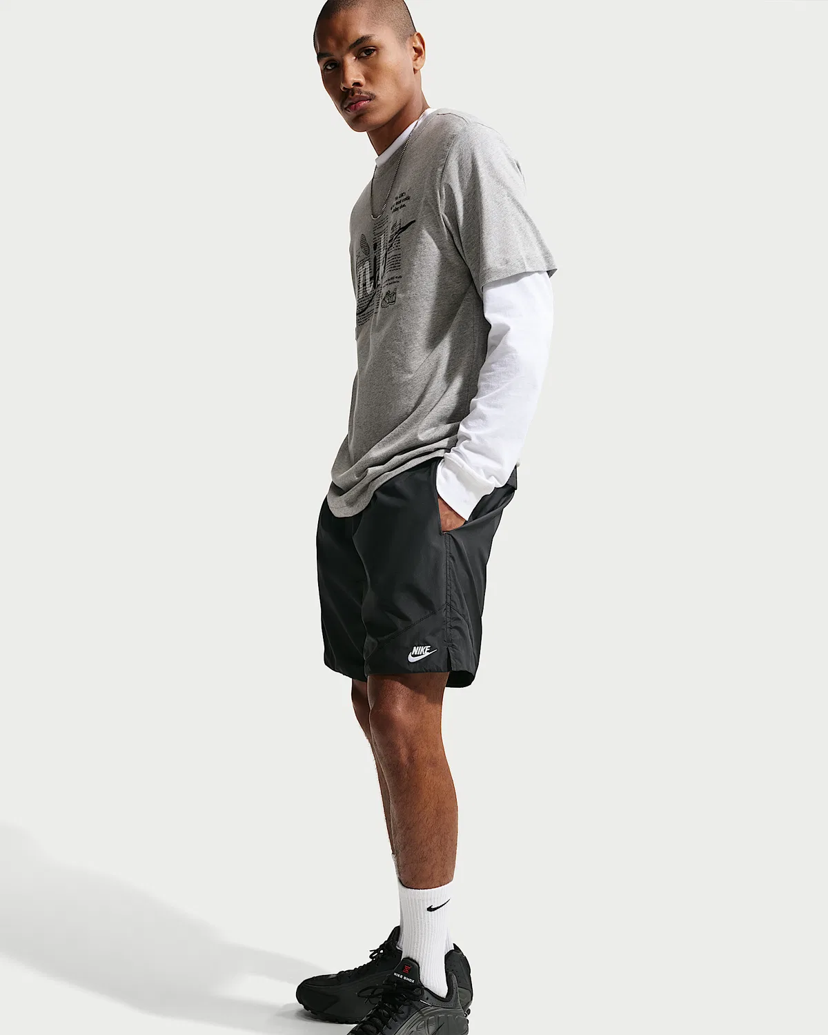 Мужские легкие тканевые шорты Nike Windrunner, Black/White — фото 4