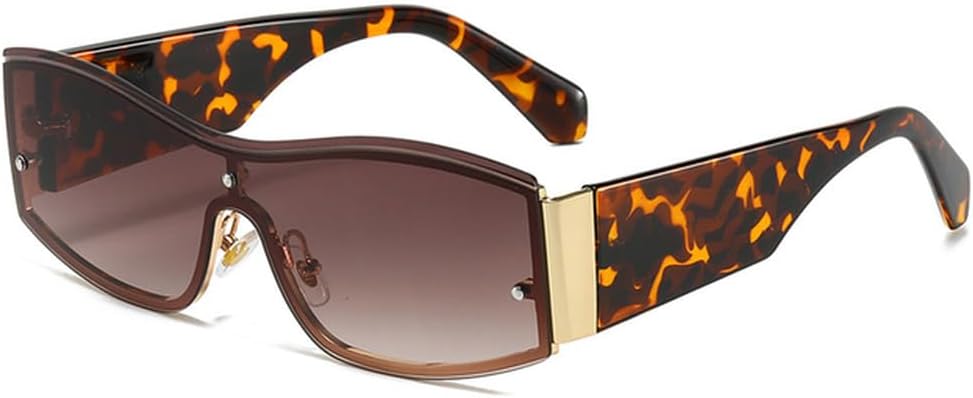 

Роскошные цельные солнцезащитные очки большого размера для мужчин и женщин, модные солнцезащитные очки без оправы, женские очки с защитой от УФ-излучения UV400 LVTFCO, Leopard Brown