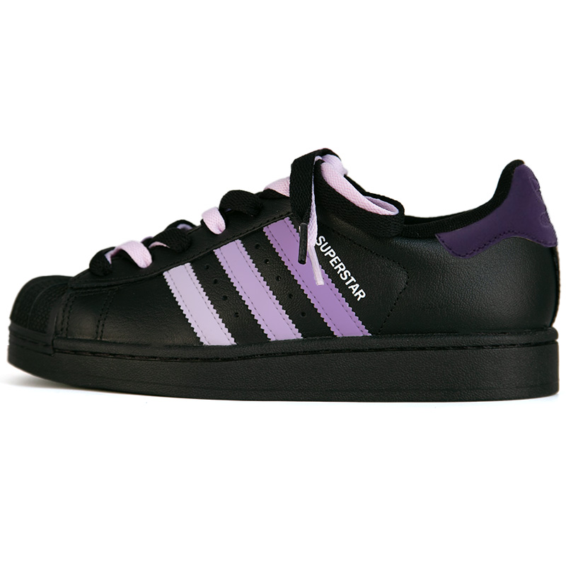 

Superstar 2 Purple Wisteria Blue устойчивые к истиранию дышащие низкие детские скейтбординг кроссовки Adidas Originals, черный