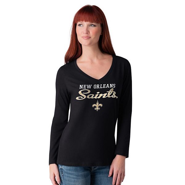 

Женская черная футболка New Orleans Saints с длинным рукавом и V-образным вырезом G-Iii 4Her By Carl Banks, Черный, Женская черная футболка New Orleans Saints с длинным рукавом и V-образным вырезом G-Iii 4Her By Carl Banks