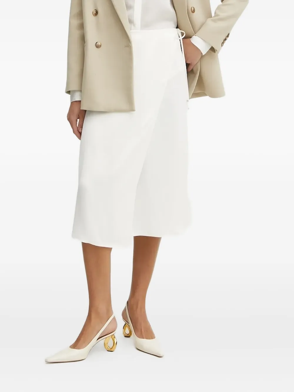 

Юбка миди с запахом и завязками Boss, белый