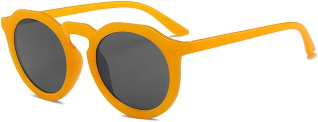 

Солнцезащитные очки для мужчин и женщин - защита UV400 - круглая оправа, линзы конфетных цветов, для занятий спортом на открытом воздухе и вождения DSVIGF, Yellow-black