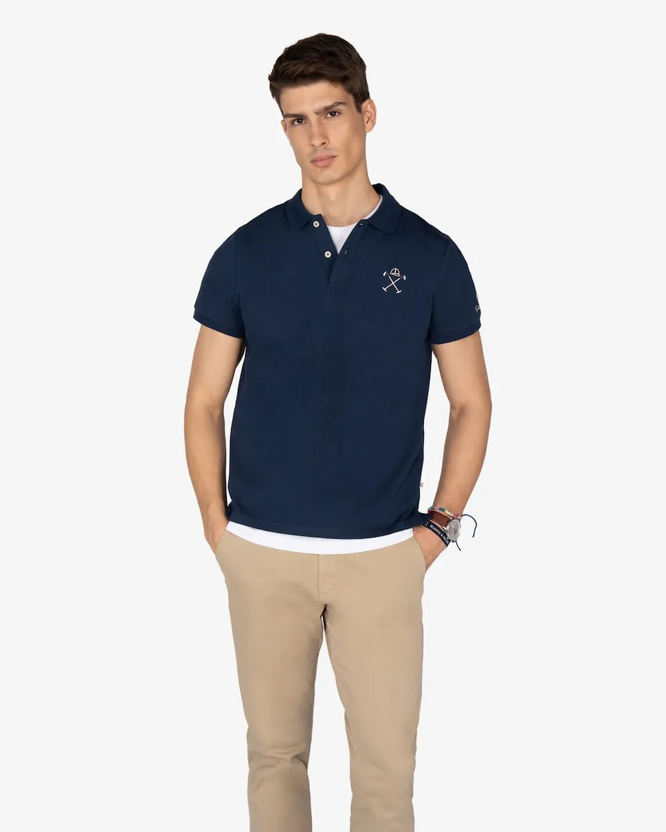 

Мужская короткая футболка поло с крупным принтом Harper & Neyer, темно-синий