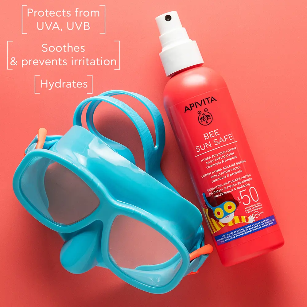 Солнцезащитный крем Bee Sun Safe Hydra Sun Loción Spray Para Niños Spf 50 Apivita, 200 мл — фото 2