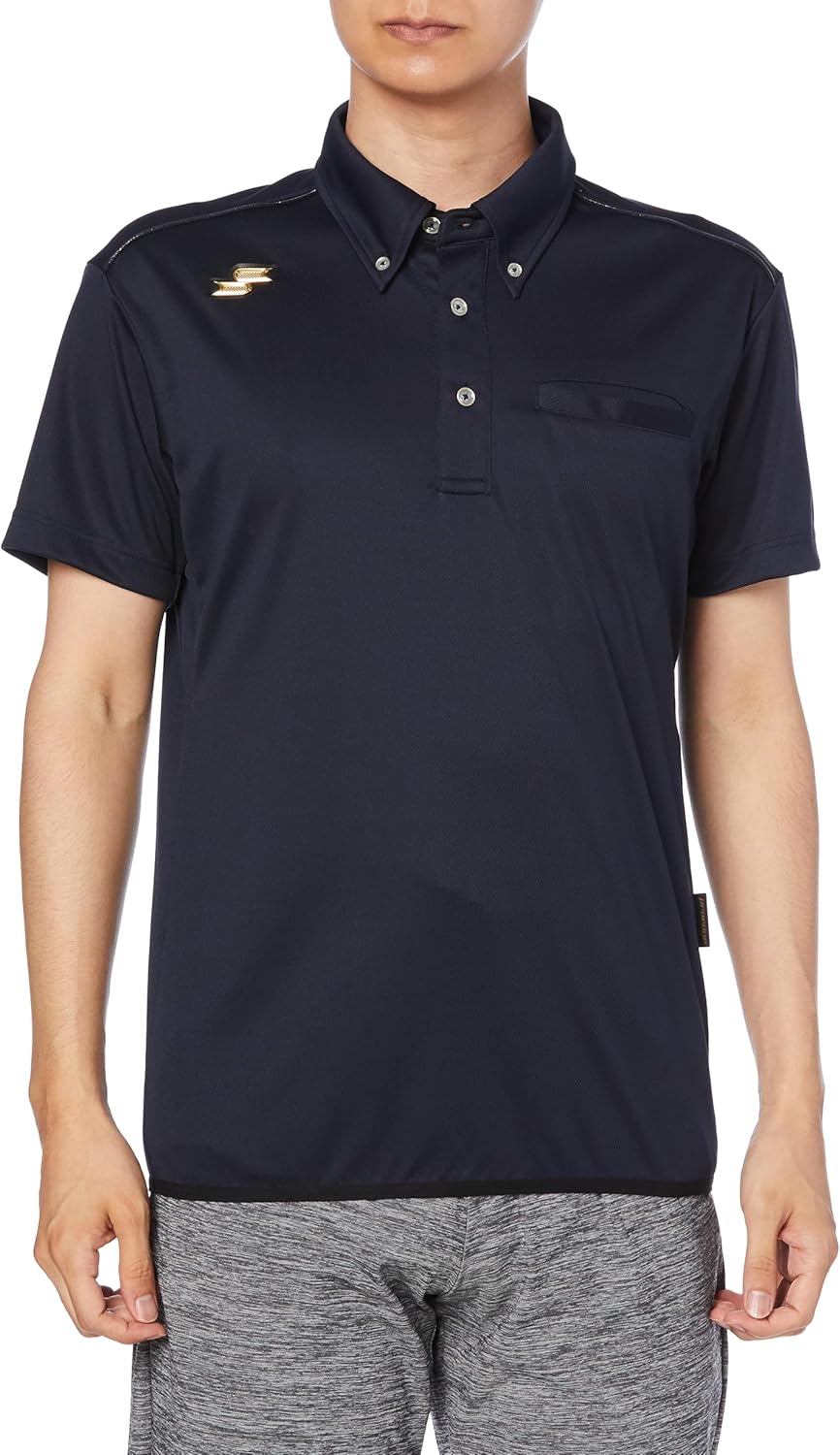 

Мужская рубашка-поло SSK с коротким рукавом, модель Proedge, на пуговицах (с левым нагрудным карманом), темно-синий