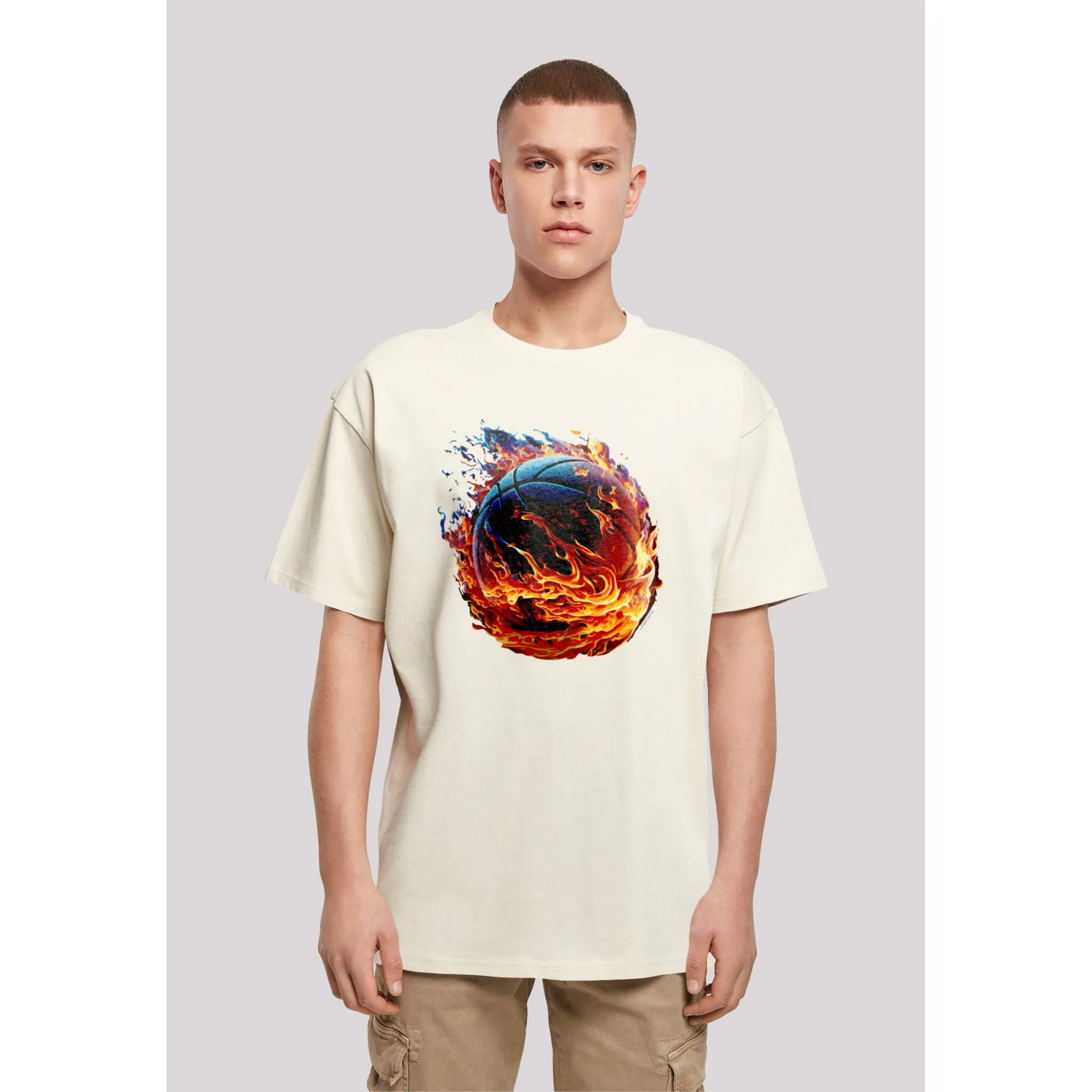 

Футболка F4NT4STIC "Basketball On Fire Sport OVERSIZE TEE", принт, цвет Sand