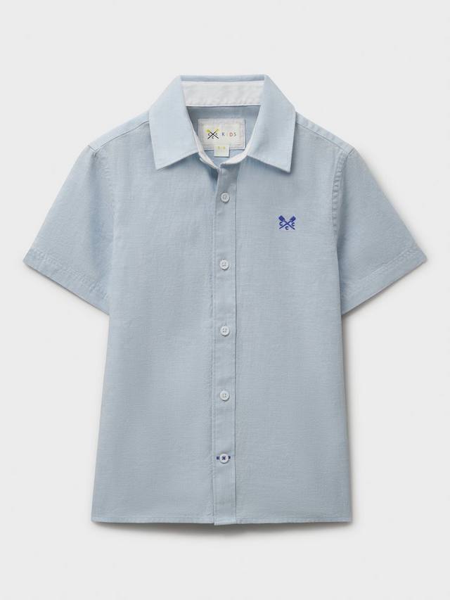 

Детская рубашка с коротким рукавом из льна и хлопка Crew Clothing, Light Blue