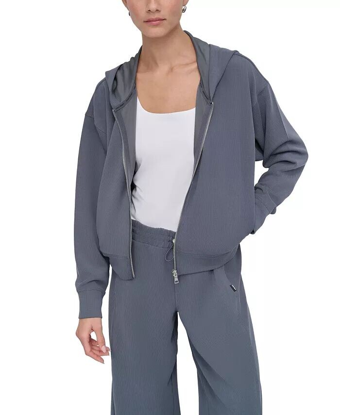 

Женская толстовка с капюшоном Highline Ribbed DKNY, серый
