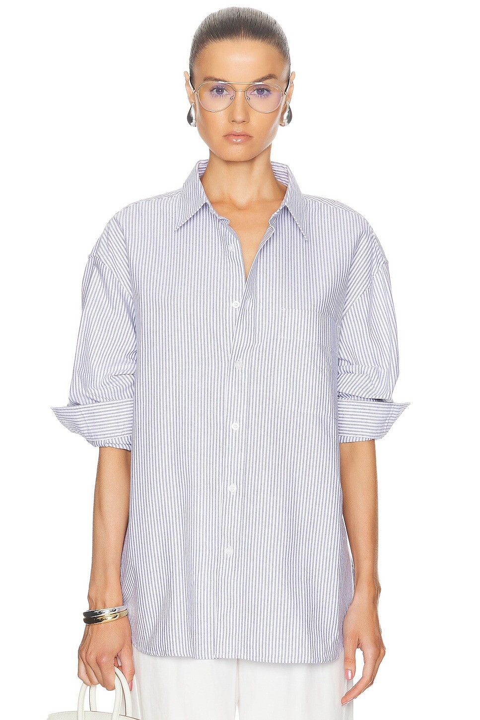 

Свободная оксфордская рубашка WAO, цвет Navy Stripe