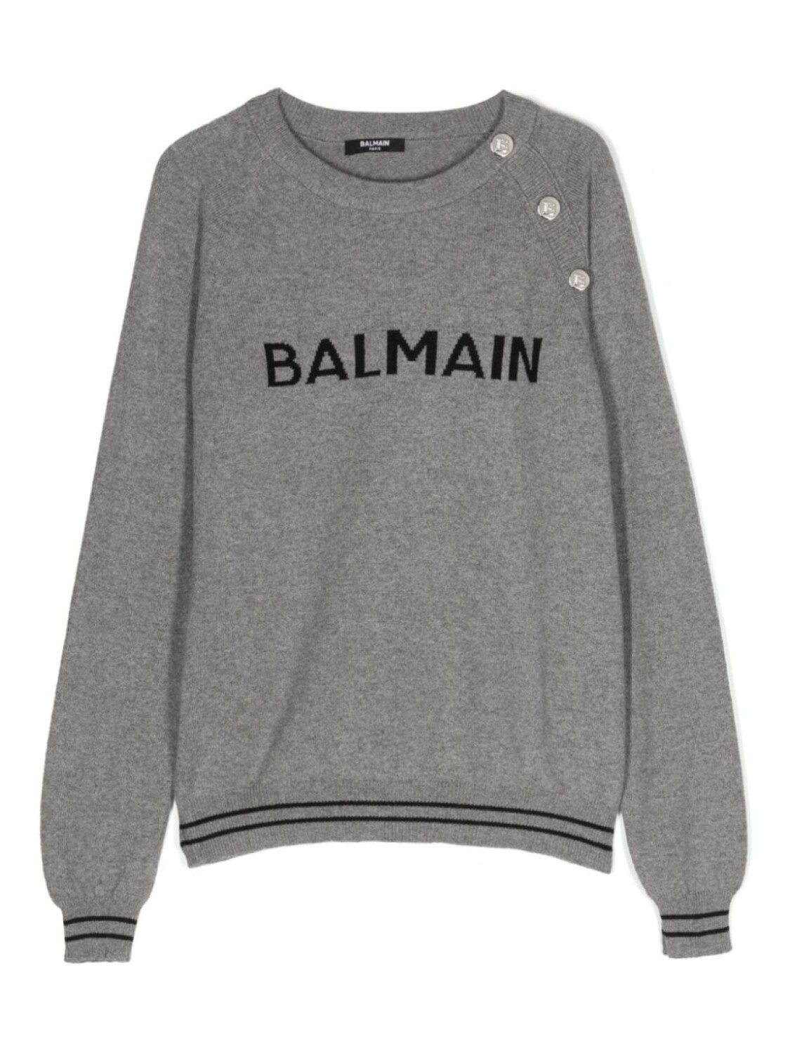 

Balmain Kids джемпер вязки интарсия с логотипом, серый