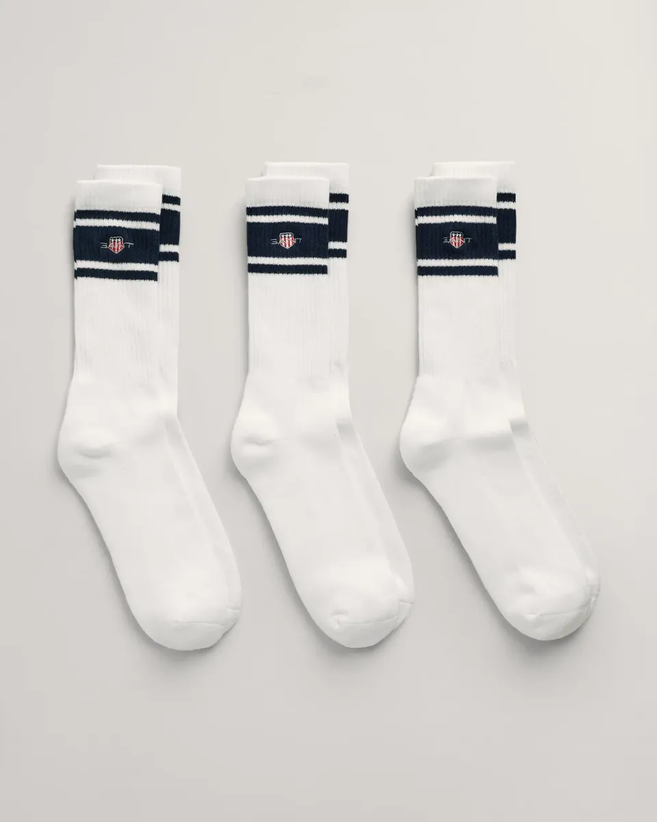 

Спортивные носки Gant "SHIELD SPORT SOCKS 3-PACK" (3 пары), с ретро-полосками, белый
