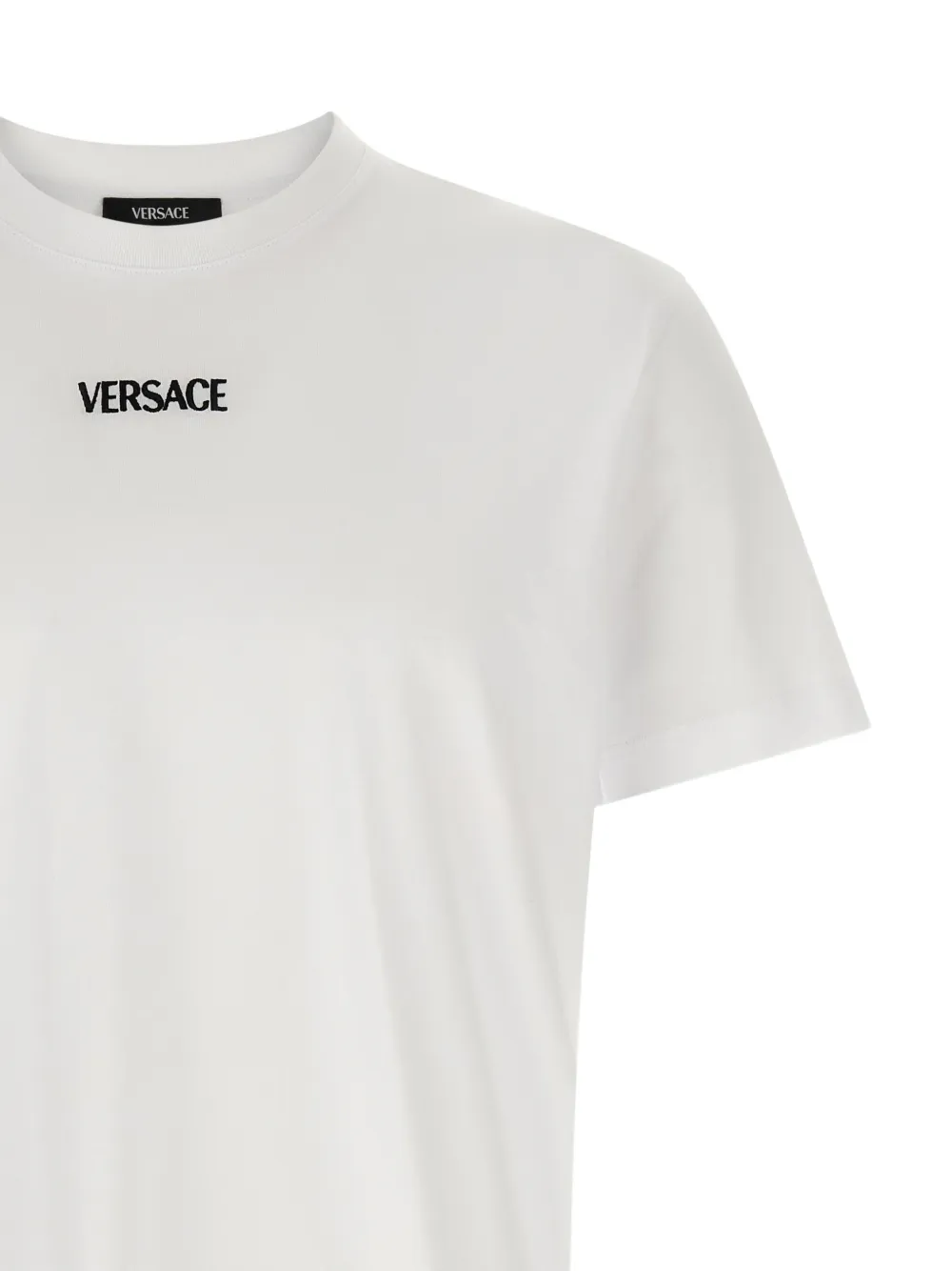 Футболка с вышитым логотипом и круглым вырезом Versace, белый — фото 3