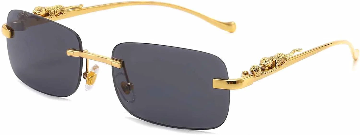 

Солнцезащитные очки Dollger прямоугольной оправы без дужек для женщин и мужчин, с леопардовым принтом, в стиле ретро 70-х и 80-х годов, Black+gold Temple