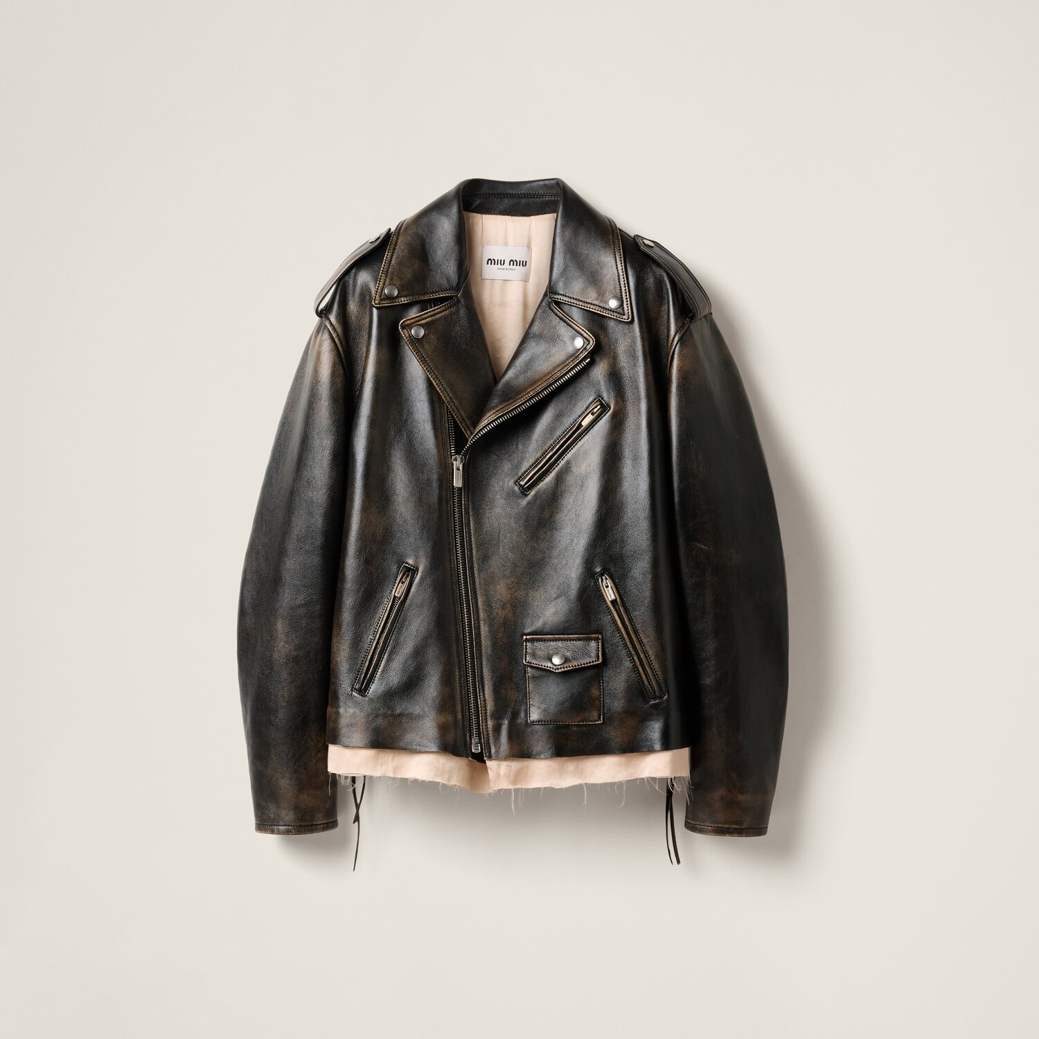 

Косуха из наппы MIU MIU, горчичный/черный