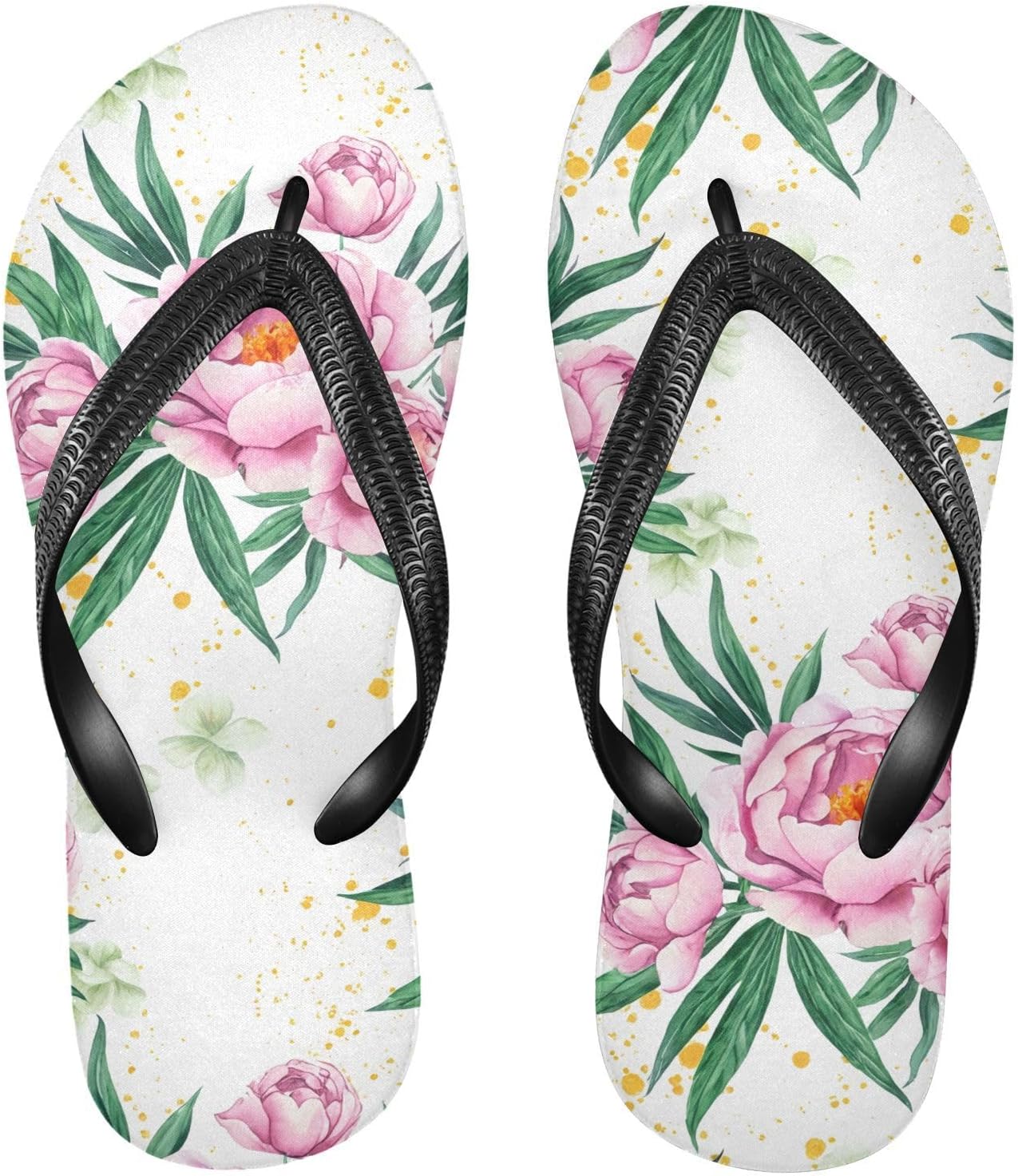 

Пляжные шлепанцы с рисунком пионов и листьев, белые, для душа, резинескользящие летние тапочки для женщин и мужчин Sinestour