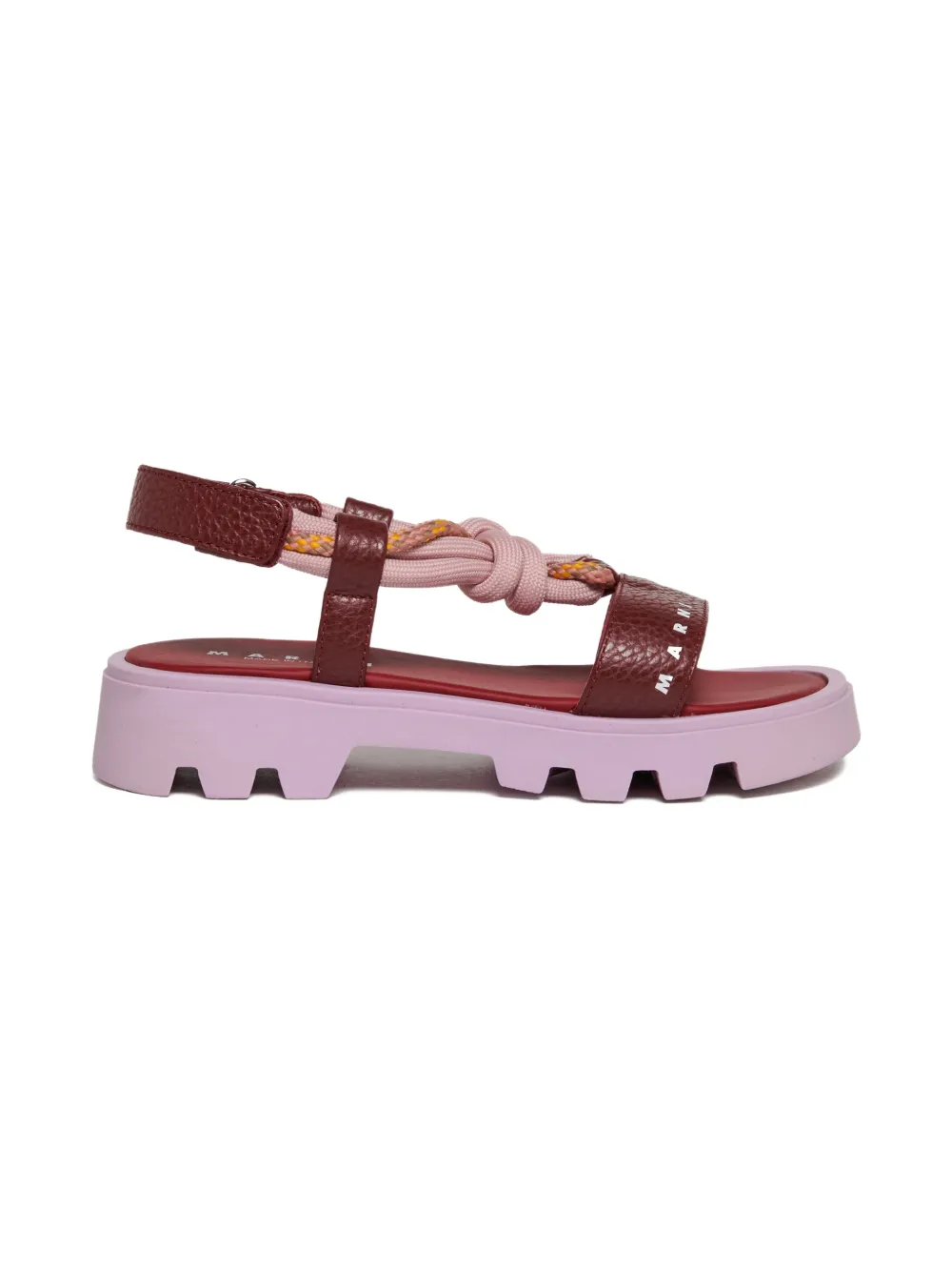 Сандалии с логотипом и узлом Marni Kids, красный — фото 2