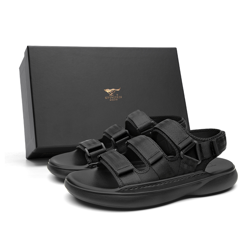 SEPTWOLVES Пляжные сандалии мужские черные/хаки, цвет Khaki (Standard Leather Shoe Size) — фото 3