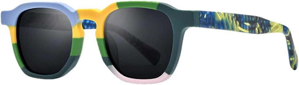 

Матовые поляризованные солнцезащитные очки из ацетата для мужчин, яркие модные квадратные солнцезащитные очки с защитой от УФ-излучения UV400 для женщин MTZJH, Blue Green Gray