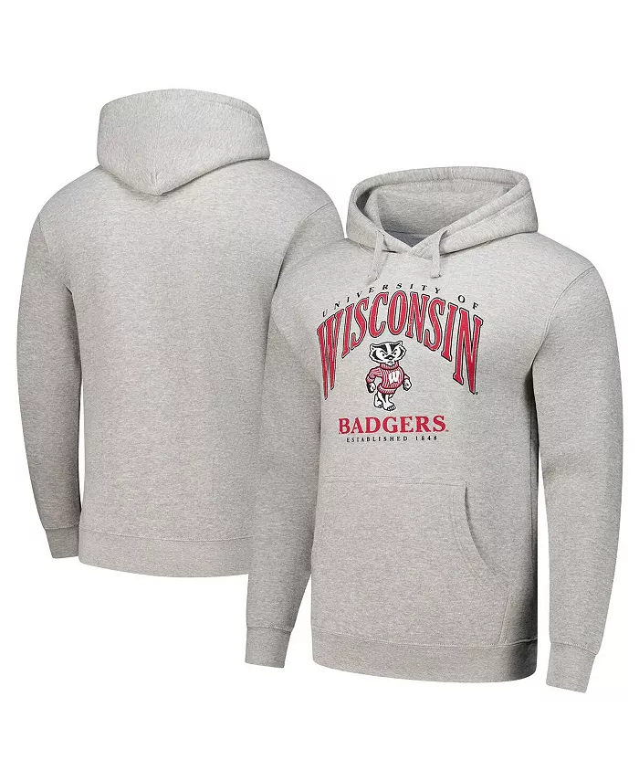 

Мужская толстовка с капюшоном Heather Gray Wisconsin Badgers Tall Arch Essential League Collegiate Wear