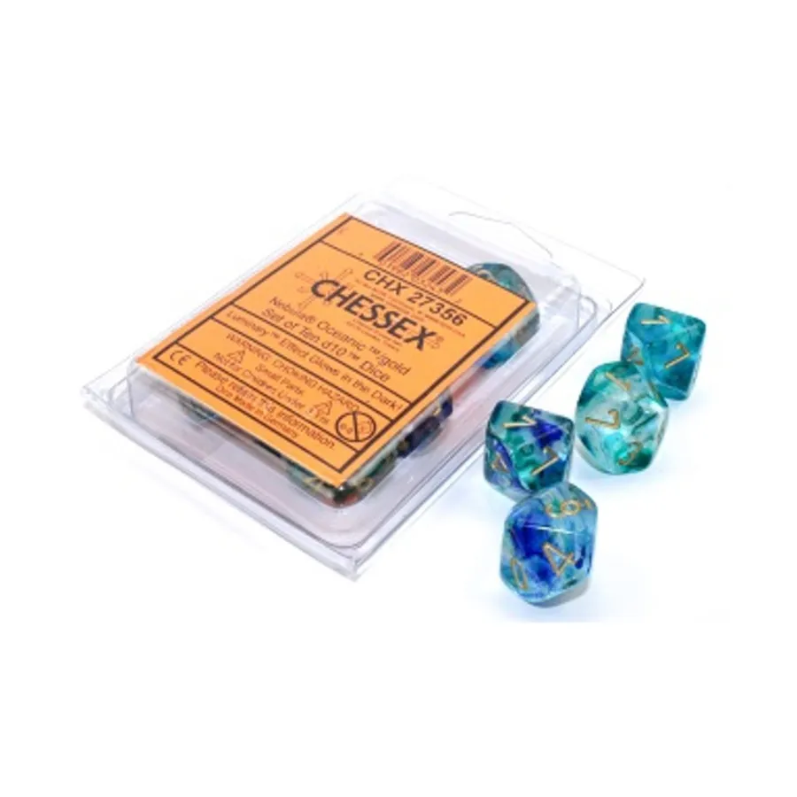 

d10 Океаник с золотом (10), Dice - Nebula (Chessex)