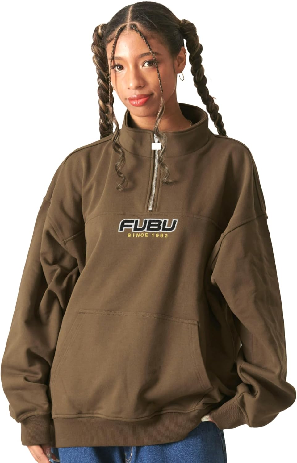 

Толстовка FUBU, на флисовой подкладке, с длинным рукавом, с логотипом бренда, свободного кроя, в американском стиле, выберите свой дизайн, fubu-24fw-tops, унисекс, для взрослых, коричневый