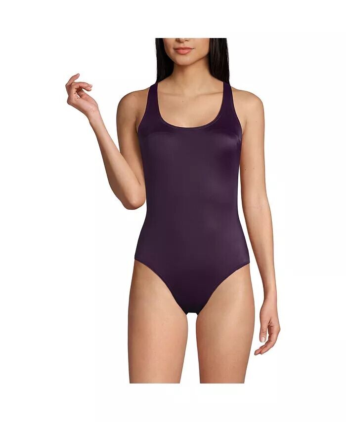 

Женский цельный купальник Tugless X-Back Lands' End, фиолетовый