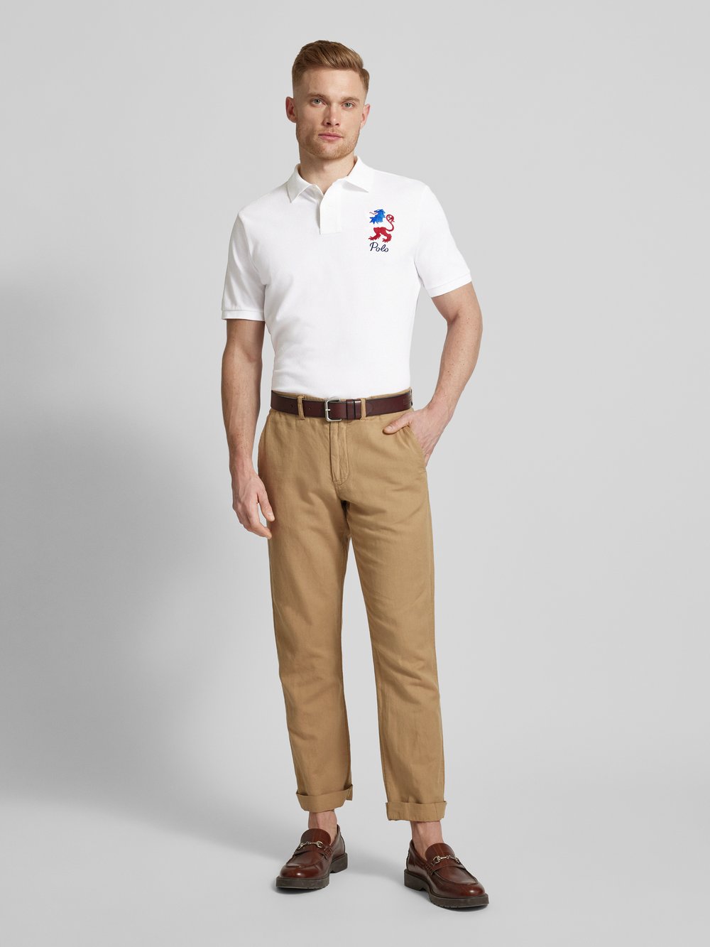 

Рубашка поло с вышитым логотипом Polo Ralph Lauren, кремовый