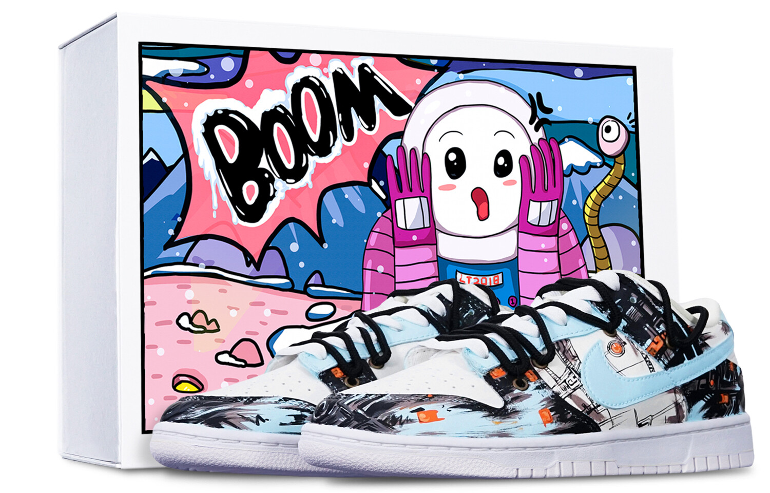 

Кроссовки Nike Dunk Skateboard Shoes Women's Low-Top Blue White, Синий, Кроссовки Nike Dunk Skateboard Shoes Women's Low-Top Blue White