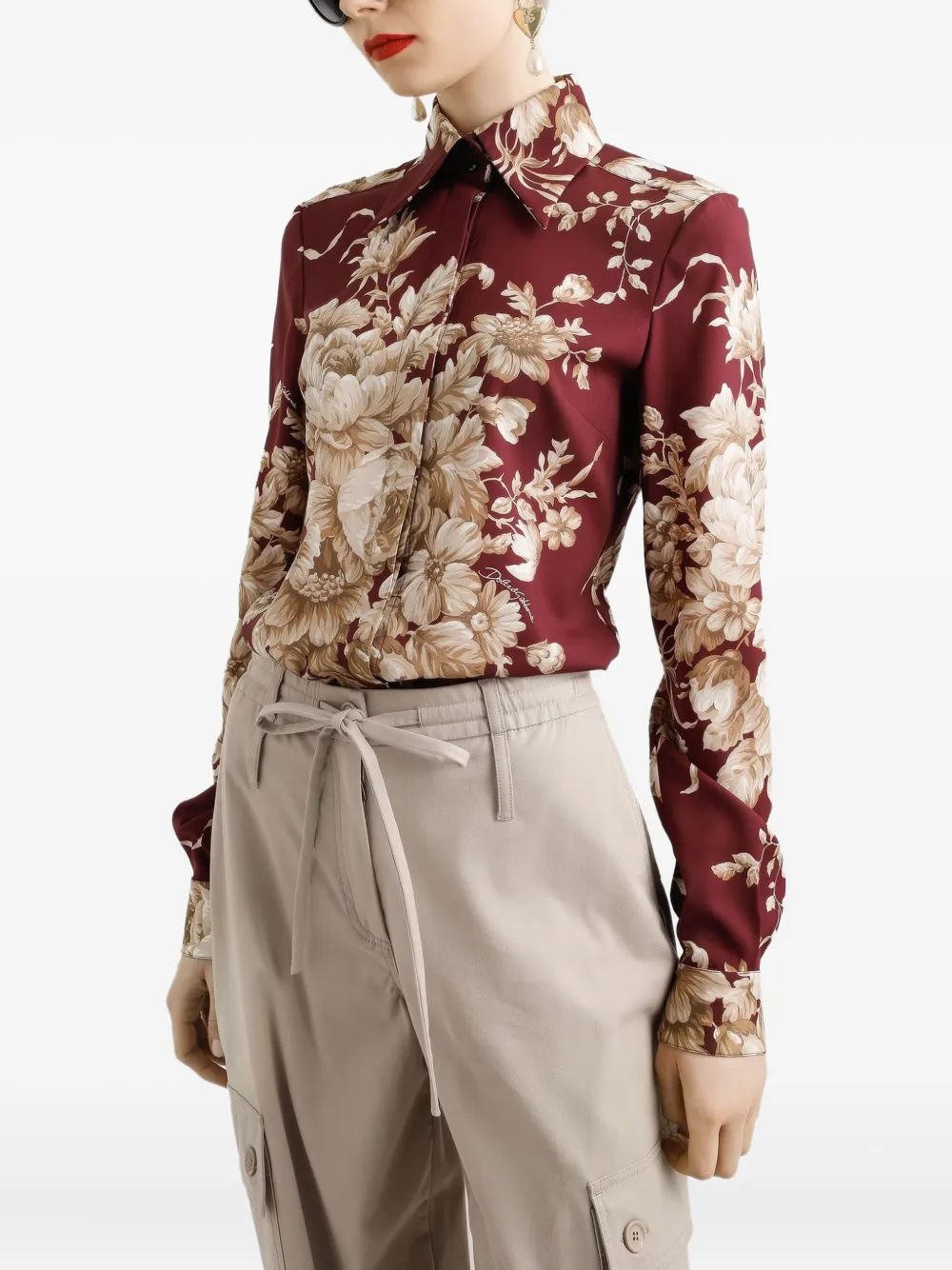 Рубашка с цветочным принтом DOLCE & GABBANA, красный — фото 4
