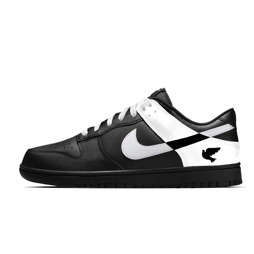 

Nike Данк лоу топ мужские черно-белые скейтборд кроссовки