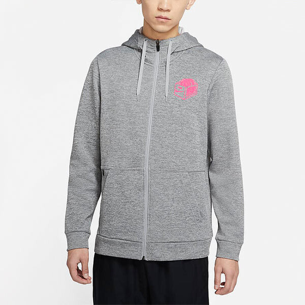 Куртка Nike Therma Casual Sports Full-length zipper Cardigan Training hoodie Jacket dark grey Gray, серый — фото 3