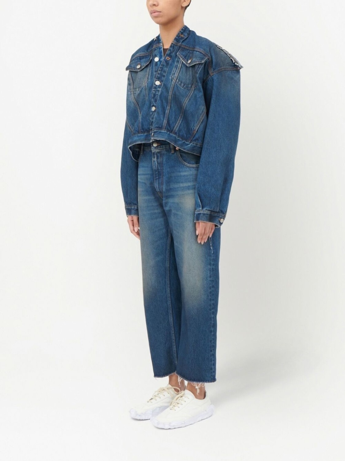 MM6 Maison Margiela джинсовая куртка без воротника, синий — фото 3