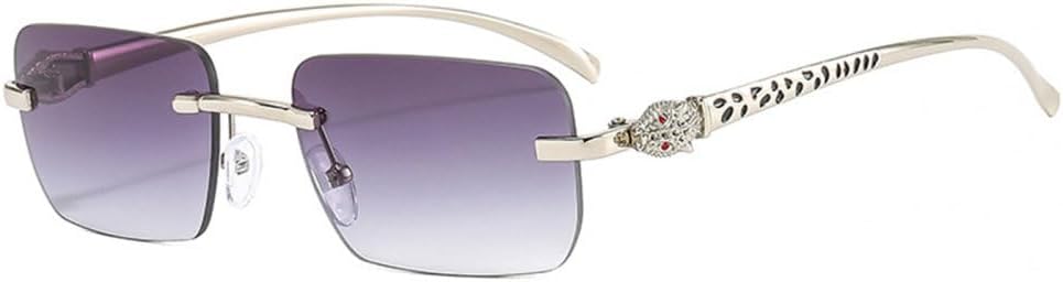 

Модные солнцезащитные очки без оправы прямоугольной формы для женщин с прозрачными линзами с градиентом цвета "океан", уникальные солнцезащитные очки для мужчин TYUVIVO, Silver Gray Gradient