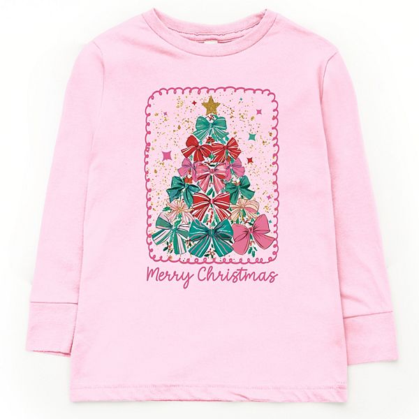 

Футболка с длинным рукавом Merry Christmas Bow Tree The Juniper Shop, Pink