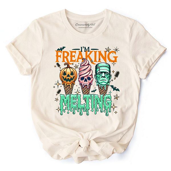 

Футболка I’M melting frankenstein, смешная футболка с мороженым для жуткого летнего сезона Ornamentallyyou, Beige