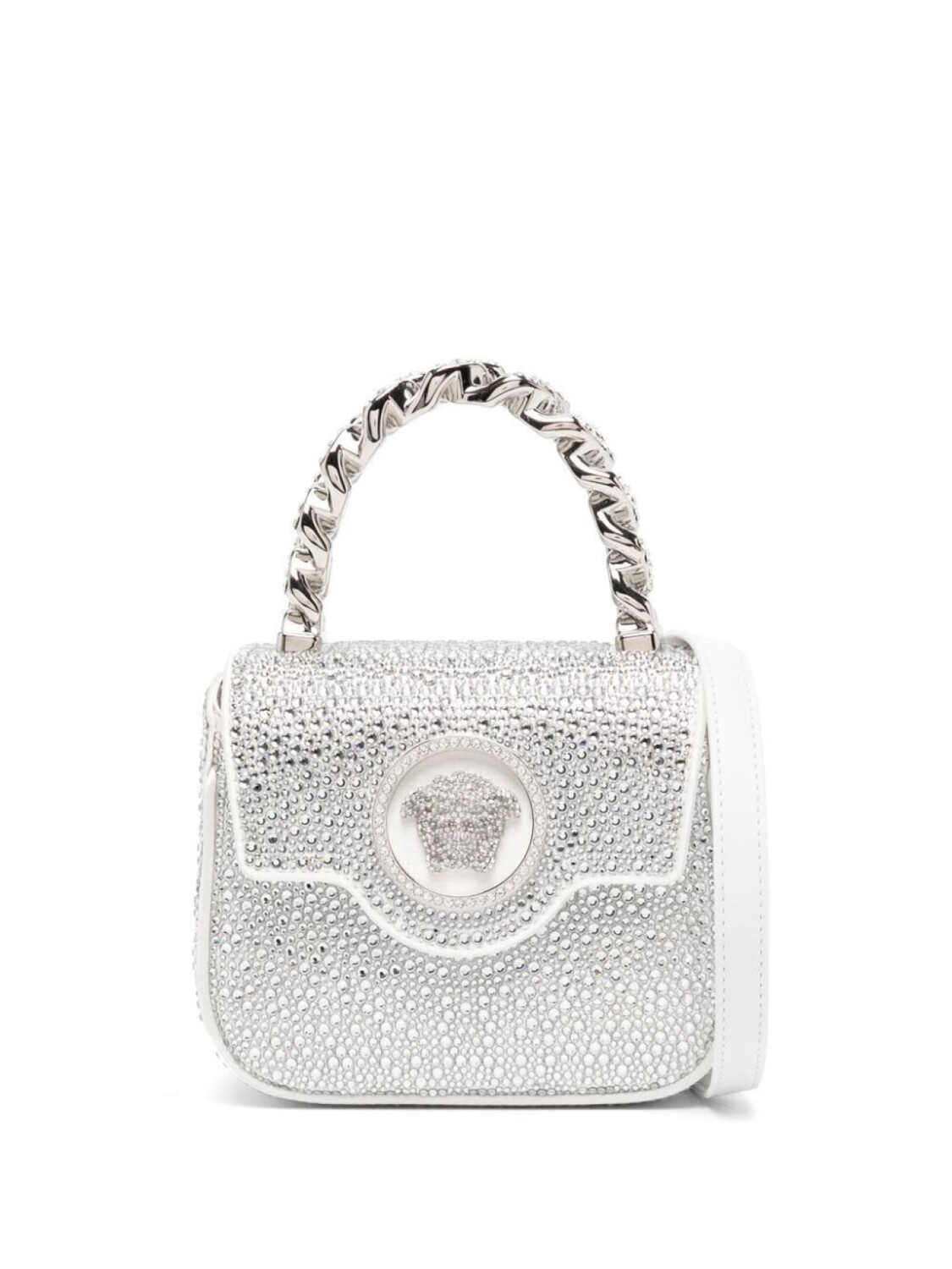 

Мини-сумка Versace La Medusa с кристаллами, серебристый