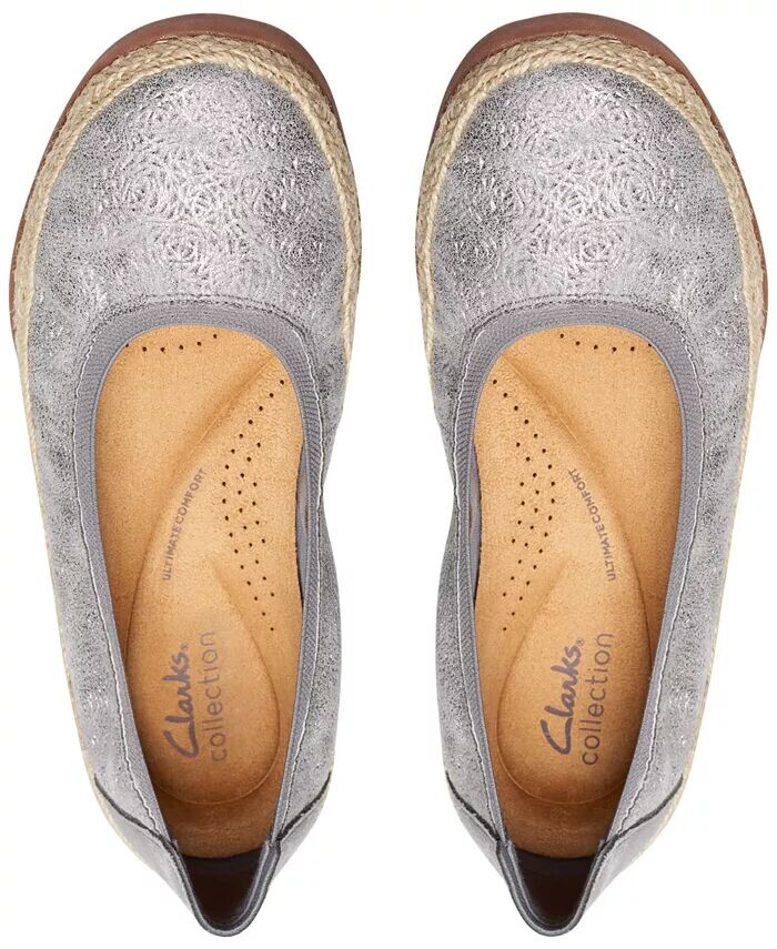Женские туфли на плоской подошве Elina Rae с фактурной джутовой отделкой Clarks, серый — фото 4
