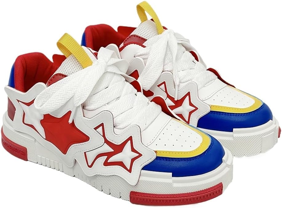 

Модные мужские кроссовки в уличном стиле с цветными блоками, удобные противоскользящие прочные платформенные кроссовки для активного отдыха на улице Azttoztto, белый/красный