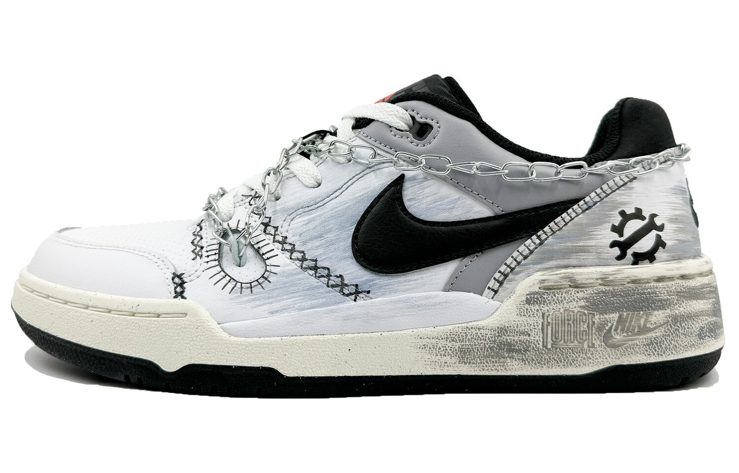 

Кроссовки Nike Full Force Skateboarding Shoes Men Low-top Black/White/Gray, черный/белый/серый
