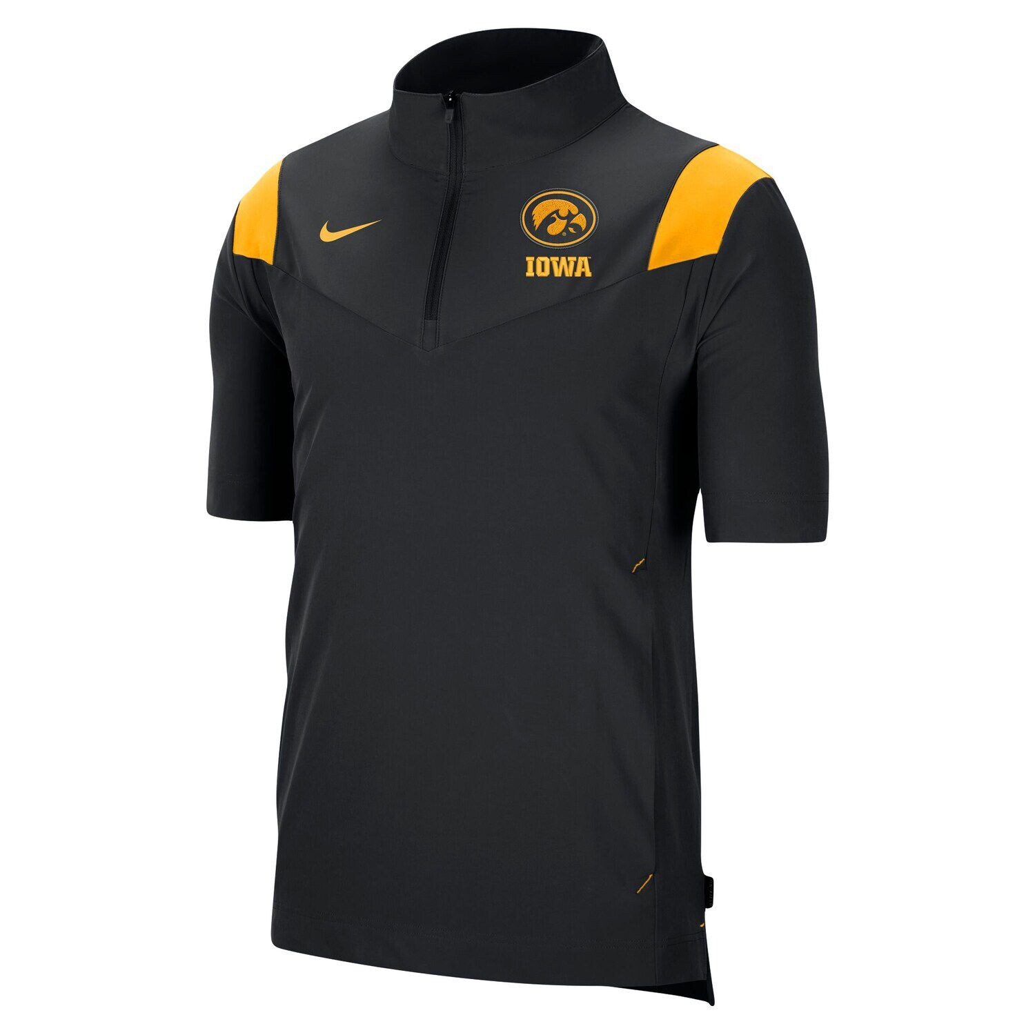 Мужская черная куртка Iowa Hawkeyes Coach с короткими рукавами и молнией до четверти Nike — фото 2
