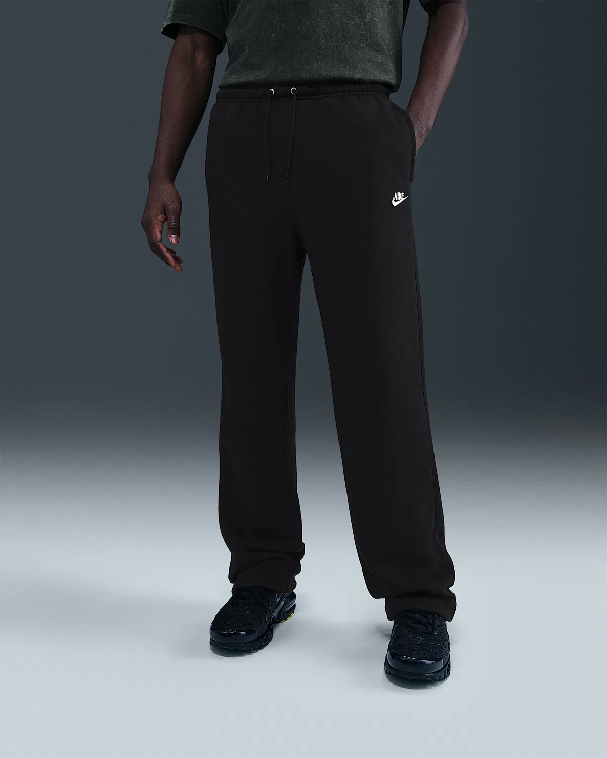 Мужские флисовые штаны Nike Sportswear Club, Black/Black/White — фото 2
