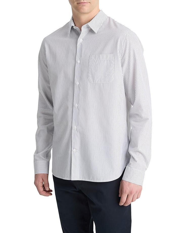 

Рубашка Vince Basin Stripe L/S, цвет Optic White/Venice Blue