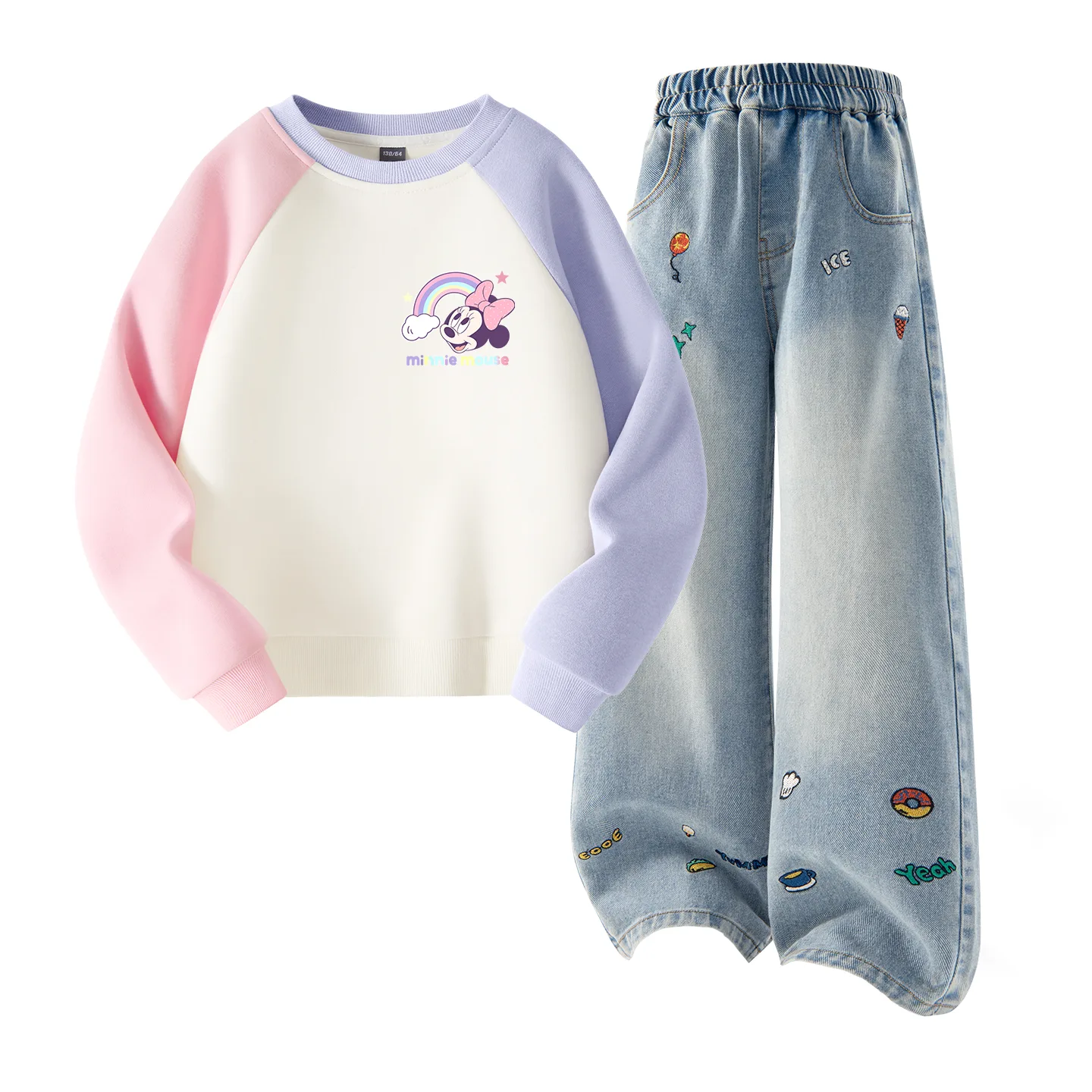 Детский спортивный комплект Casual Disney, Dior K Pink Purple+Solid Color Denim Blue