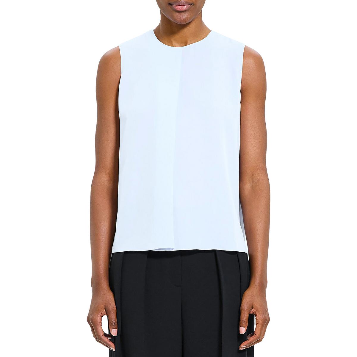 

Женская шелковая блузка без рукавов Theory, цвет ice