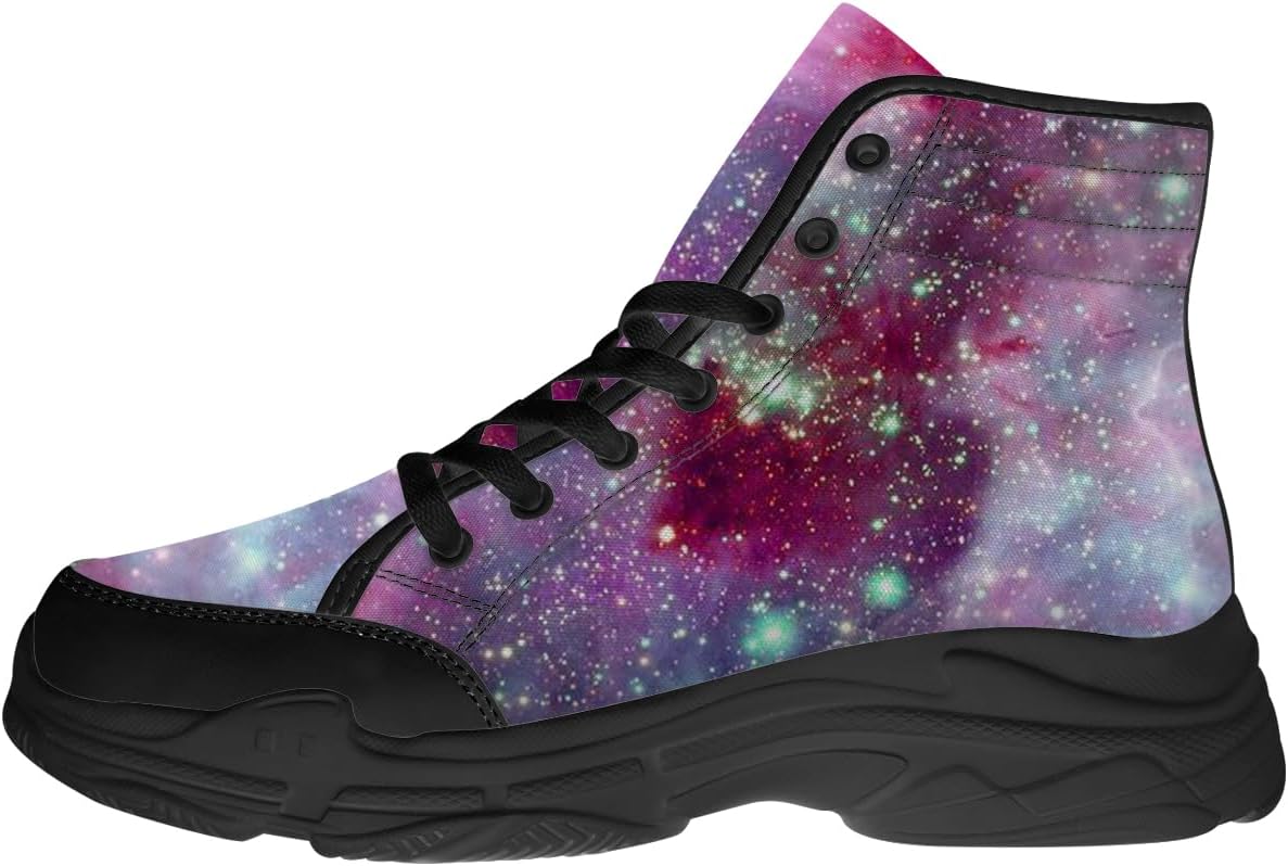 

Высокие кеды Galaxy для женщин и мужчин, тканевые платформы на шнуровке, подарки для нее и для него Generic, черный