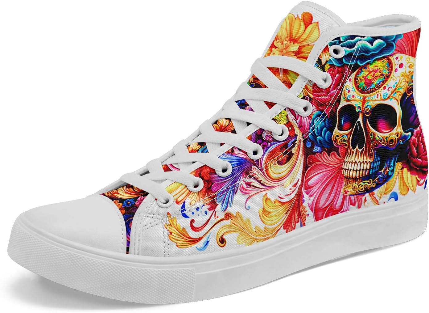 

Мужские высокие кеды с черепом от coolcustomize, классические модные высокие кеды, повседневные кроссовки на шнуровке, Color15