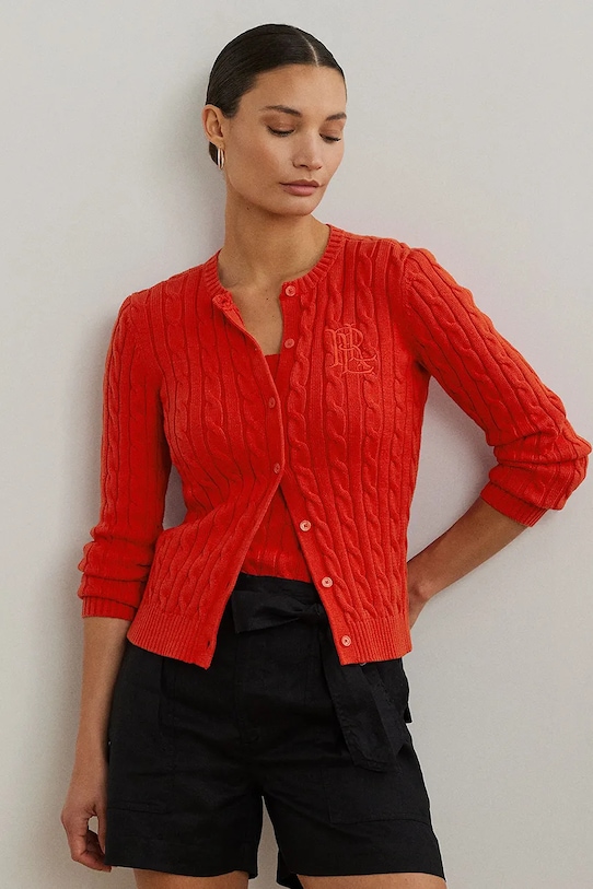 

Хлопковый кардиган Lauren Ralph Lauren, красный