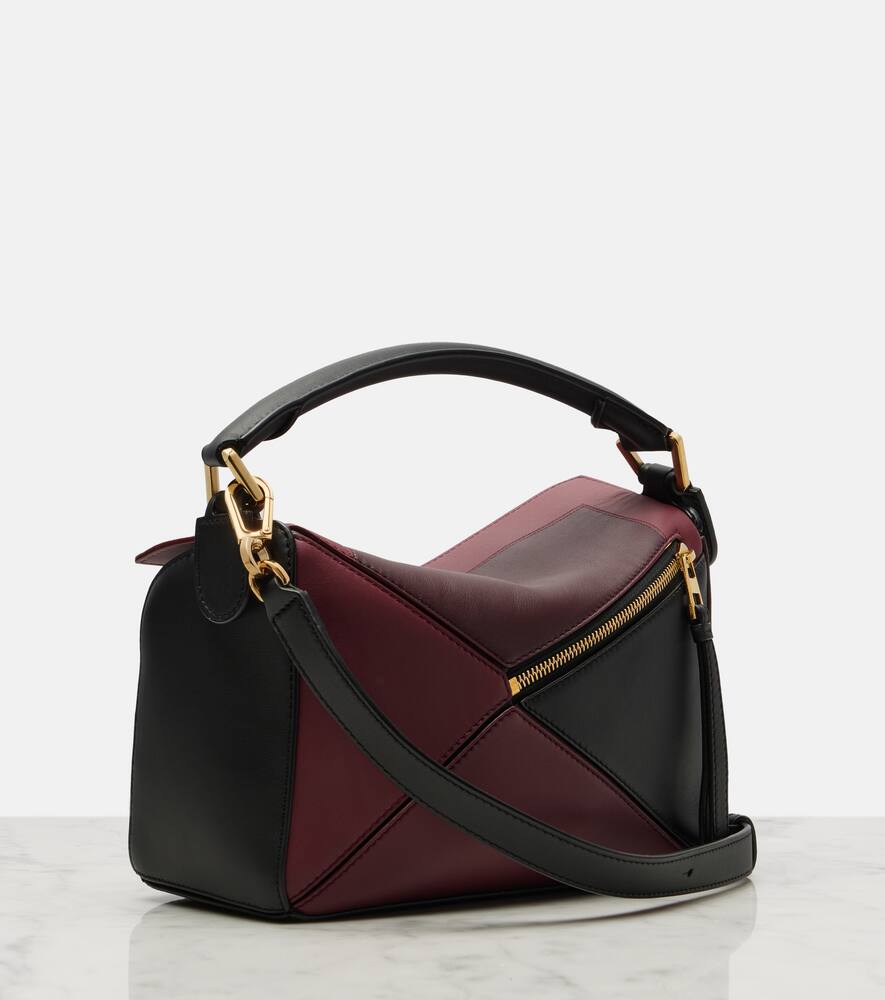Сумка-тоут Albers Puzzle Small из кожи Loewe, Black/Burgundy — фото 4